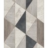 Grandeco|Papel pintado geométrico madera mármol gris|Imitacion Madera