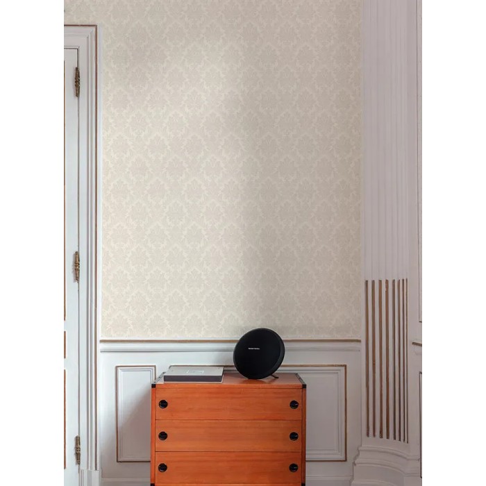 Grandeco|Ornamentaler Damast beige Tapete|Damast
