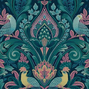 Caselio|Papier peint floral bleu style romantique|Fleurs Romantiques