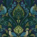 Grandeco|Papier peint floral romantique ornemental bleu|Papier Peint