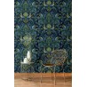 Grandeco|Papel pintado floral romántico ornamental azul|Papel Pintado