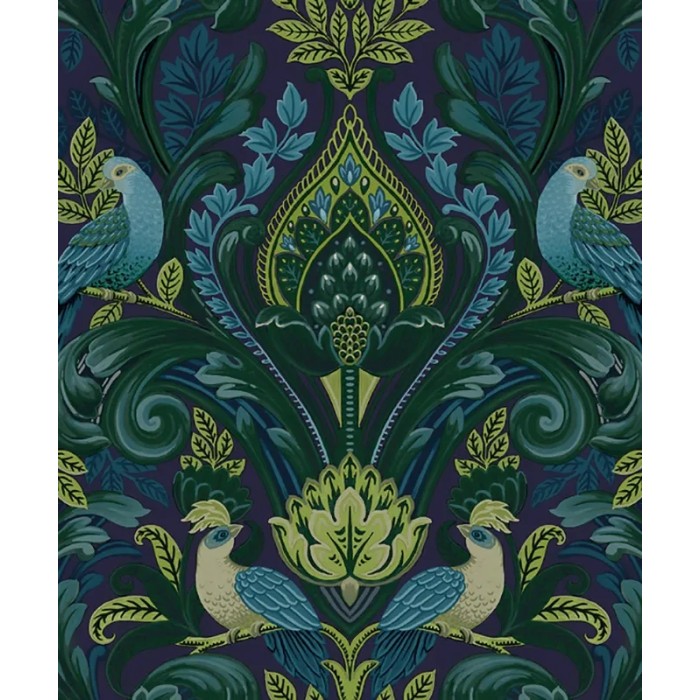 Grandeco|Romantic ornamental blue floral wallpaper|Wallpaper