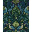 Grandeco|Papel pintado floral romántico ornamental azul|Papel Pintado