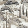 Grandeco|Papel pintado moderno paisaje pinos marrón y gris|Figurativo