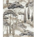 Grandeco|Papier peint moderne paysage pins marron et gris|Figuratif