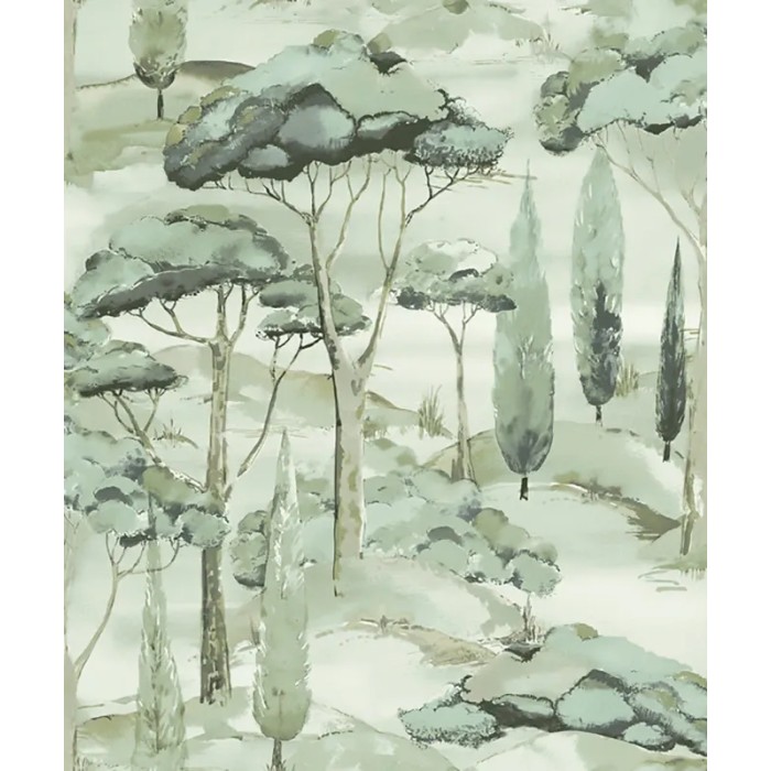 Grandeco|Papel pintado moderno paisaje pinos verde|Figurativo