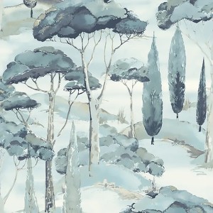Grandeco|Modern pine landscape green wallpaper|Figurative