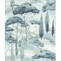 Grandeco|Papel pintado moderno paisaje pinos azul|Papel Pintado