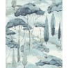 Grandeco|Papier peint moderne paysage pins bleu|Papier Peint