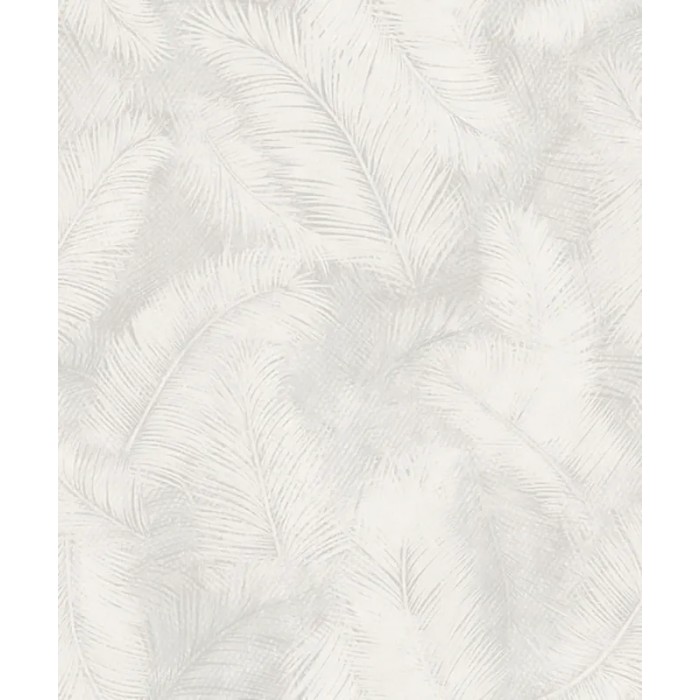 Grandeco|Papel pintado tropical hojas palmera blanco|Moderno