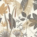 Grandeco|Wild leaf floral beige and gray wallpaper|Wallpaper