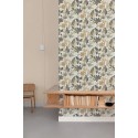 Grandeco|Wild leaf floral beige and gray wallpaper|Wallpaper