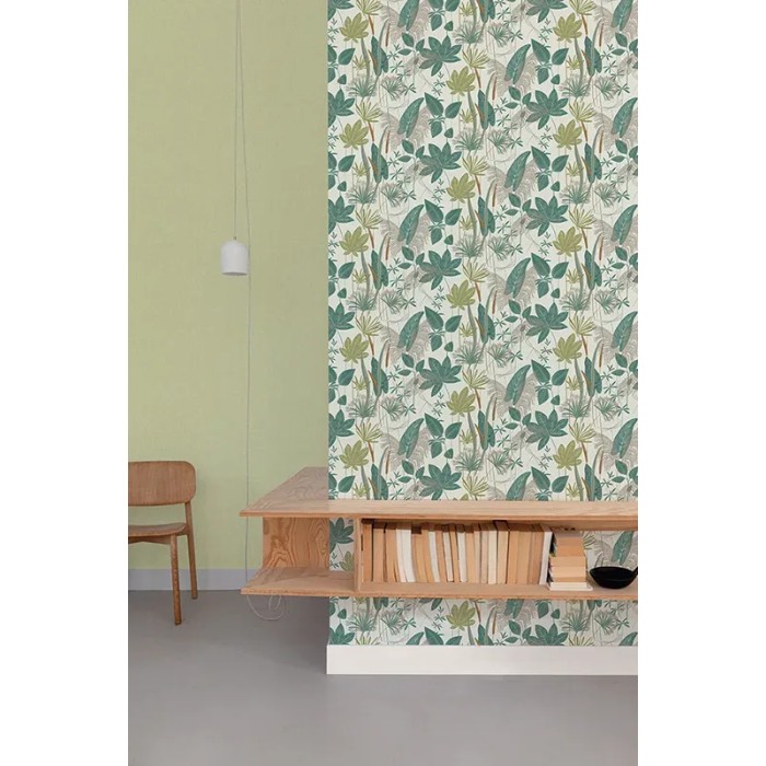 Grandeco|Papier peint floral feuilles sauvages vert|Papier Peint