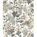 Grandeco|Wiesenblumen grau-braun Tapete|Tapeten