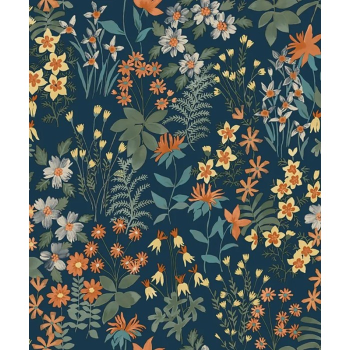 Grandeco|Wiesenblumen blau Tapete|Tapeten