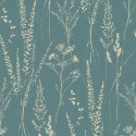 Grandeco|Papier peint style scandinave fleurs sauvages vert|Scandinave