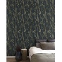 Grandeco|Papel pintado estilo escandinavo flores silvestres negro|Papel Pintado