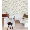 Grandeco|Papier peint urban jungle plantes exotiques blanc et gris|Tropical