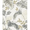 Grandeco|Papier peint urban jungle plantes exotiques blanc et gris|Tropical