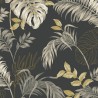 Grandeco|Papier peint urban jungle feuilles plantes exotiques noir|Tropical