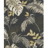 Grandeco|Urban jungle exotic plant leaves black wallpaper|Tropical