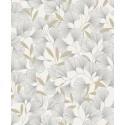 Grandeco|Papier peint floral japonais feuilles de ginkgo blanc|Oriental
