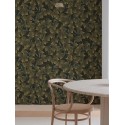 Grandeco|Japanese floral ginkgo leaves black wallpaper|Oriental
