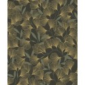 Grandeco|Japanese floral ginkgo leaves black wallpaper|Oriental