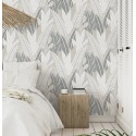 Grandeco|Papier peint floral ethnique plantes africaines gris|Ethnique