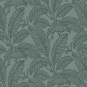 Grandeco|Papier peint imprimé feuilles minimaliste vert|Minimaliste