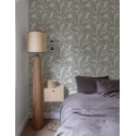 Grandeco|Timeless minimalist leaf print white wallpaper|Minimalist