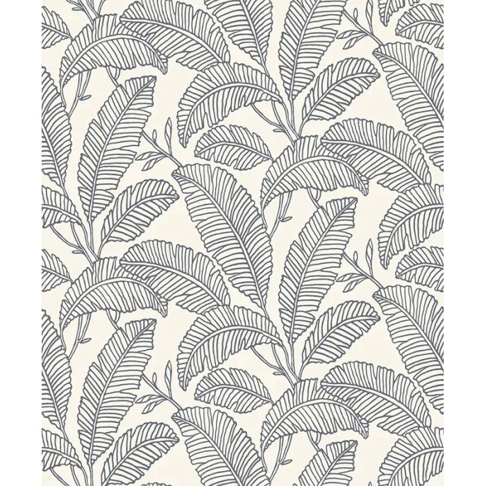 Grandeco|Zeitloses minimalistisches Blattmuster weiß Tapete|Minimalistisch