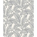 Grandeco|Timeless minimalist leaf print white wallpaper|Minimalist