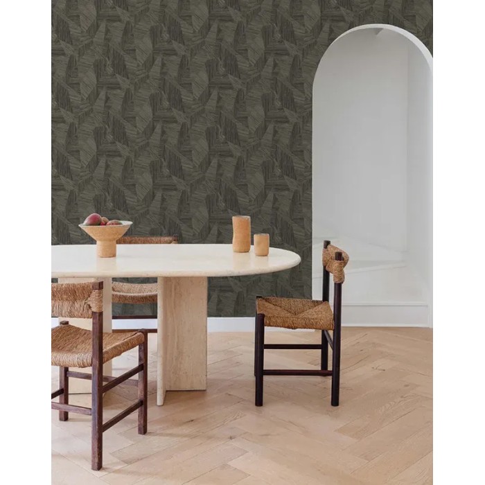 Grandeco|Abstract mosaic wood 3D black wallpaper|Wood Imitation