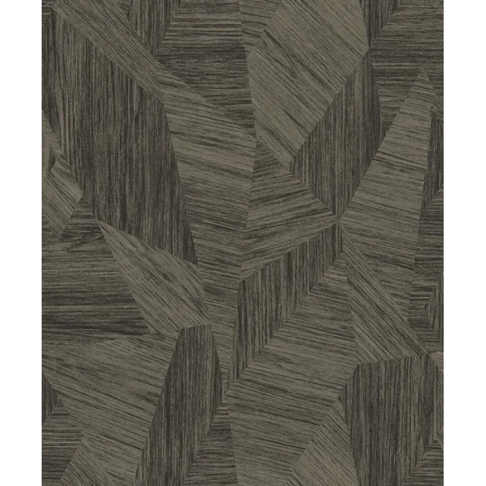 Grandeco|Papier peint abstrait mosaïque bois 3D noir|Imitation Bois