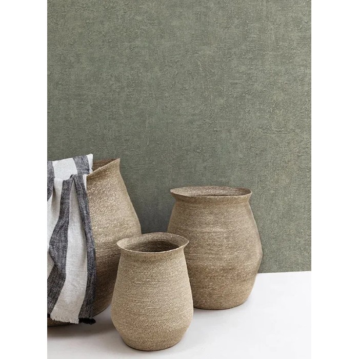 Grandeco|Papier peint intemporel effet plâtre vert|Imitation Stuc