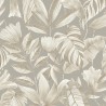 Grandeco|Papel pintado floral hojas tropicales gris|Papel Pintado