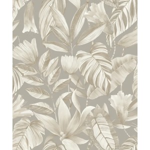 Grandeco|Papier peint floral feuilles tropicales noir et marron|Papier Peint 2