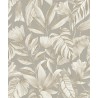 Grandeco|Papel pintado floral hojas tropicales gris|Papel Pintado