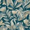 Grandeco|Tropische große Blätter Blau Tapete|Tapeten