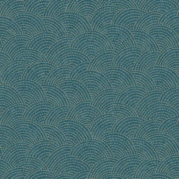 Papel pintado moderno formas conchas marinas azul y dorado - Grandeco Belize BZ3304