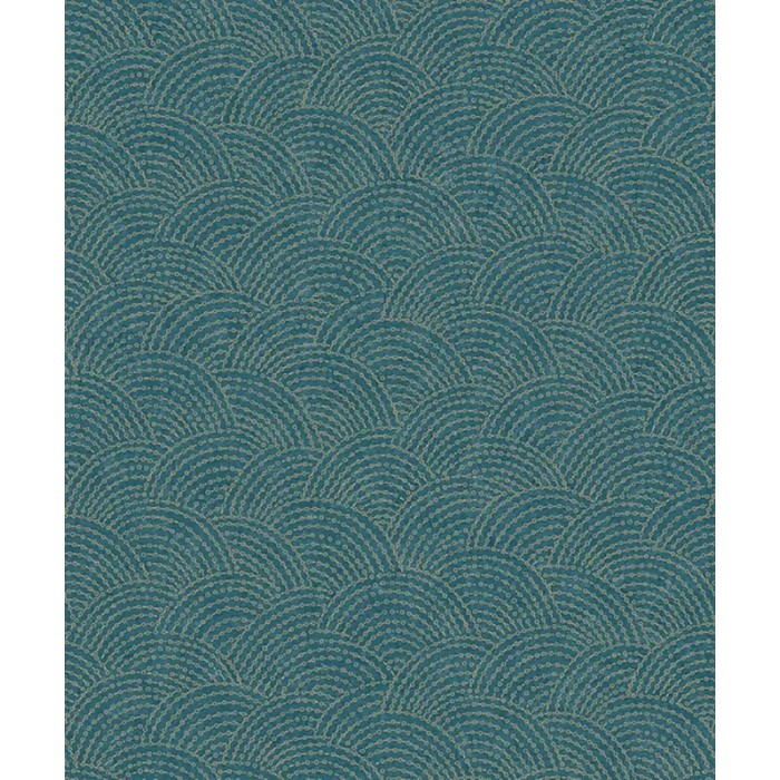 Grandeco|Papier peint moderne formes coquillages marins bleu et or|Papier Peint