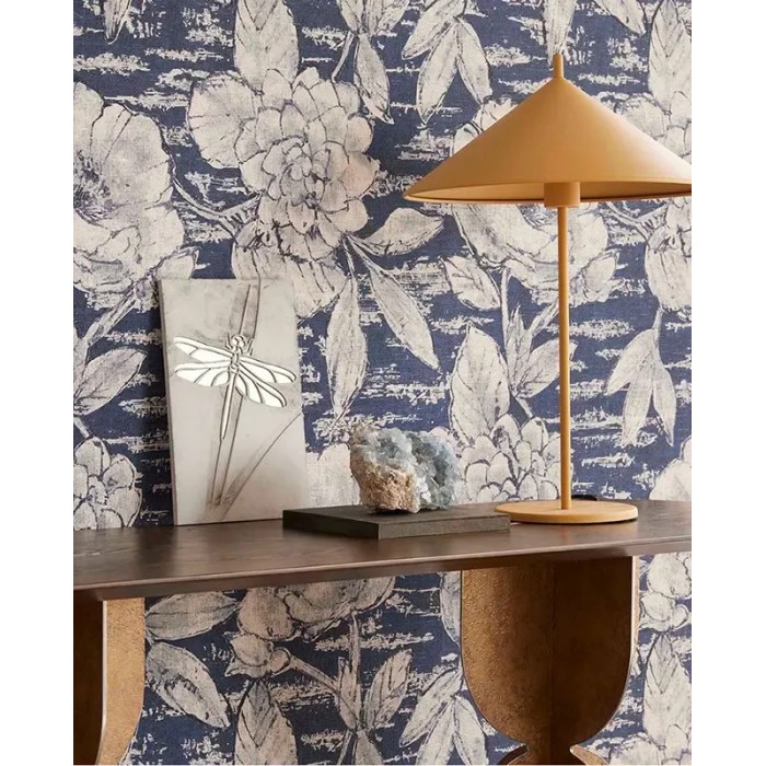 Papel pintado flores grandes azul rústico - Eijffinger Emerald 333414