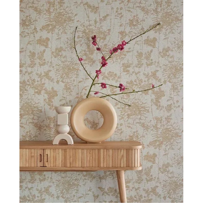 Eijffinger|Papel pintado ramas tropicales beige rústico|Rústico