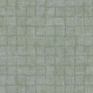 Casadeco|Papier peint à carreaux anglais verts avec bel effet textile|Carreaux