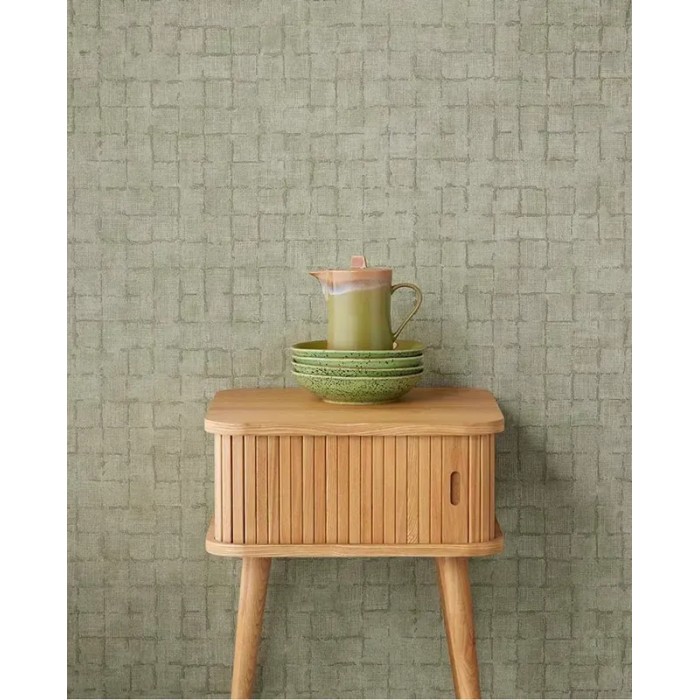 Papel pintado saco a cuadros verde agua étnico rústico - Eijffinger Emerald 333454