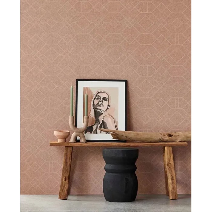 Eijffinger|Scandinavian geometric tapestry wallpaper in pink|Fabric Imitation