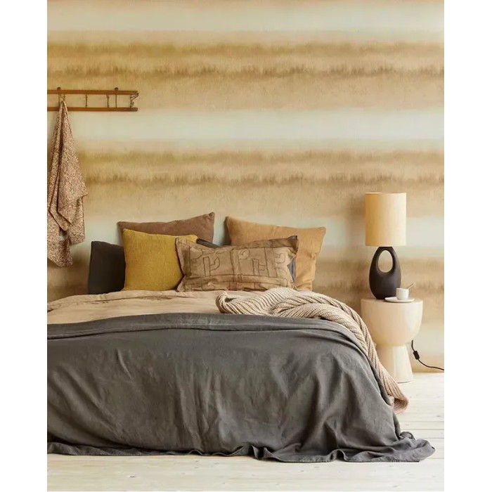 Eijffinger|Ethnic horizontal ochre yellow striped wallpaper|Stripes