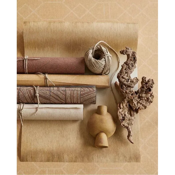 Eijffinger|Ethnic horizontal ochre yellow striped wallpaper|Stripes