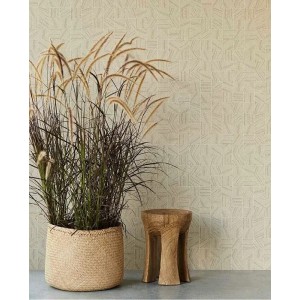 Rasch|Papel pintado estilo étnico efecto textil beige|Étnico 2